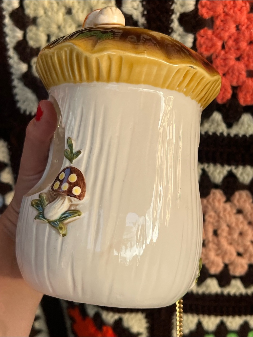 RARE Vintage Sears Roebuck 1976 Japan Ceramic Mushroom Hanging Planter - Picture 3 of 11